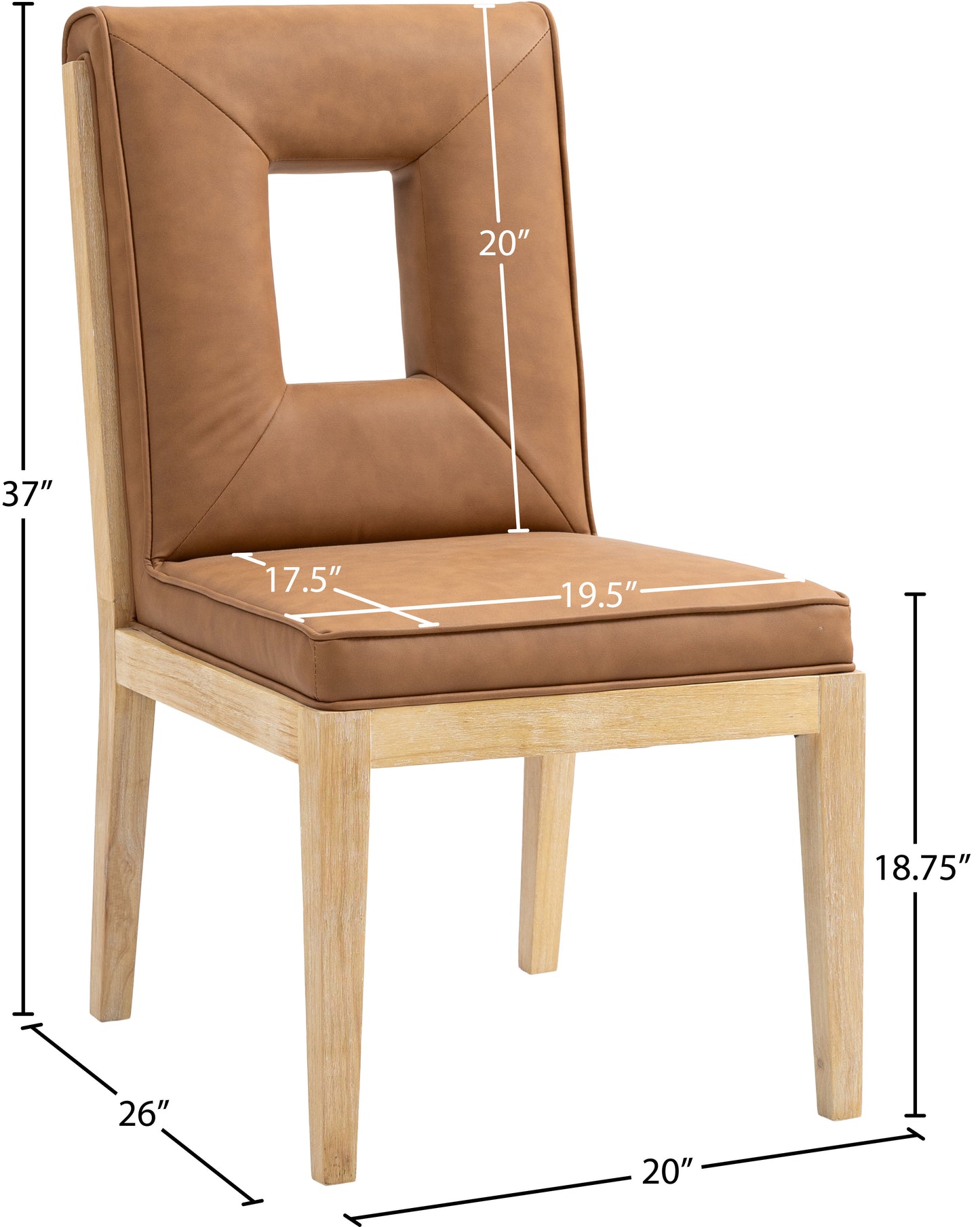 madrid cognac vegan leather dining side chair