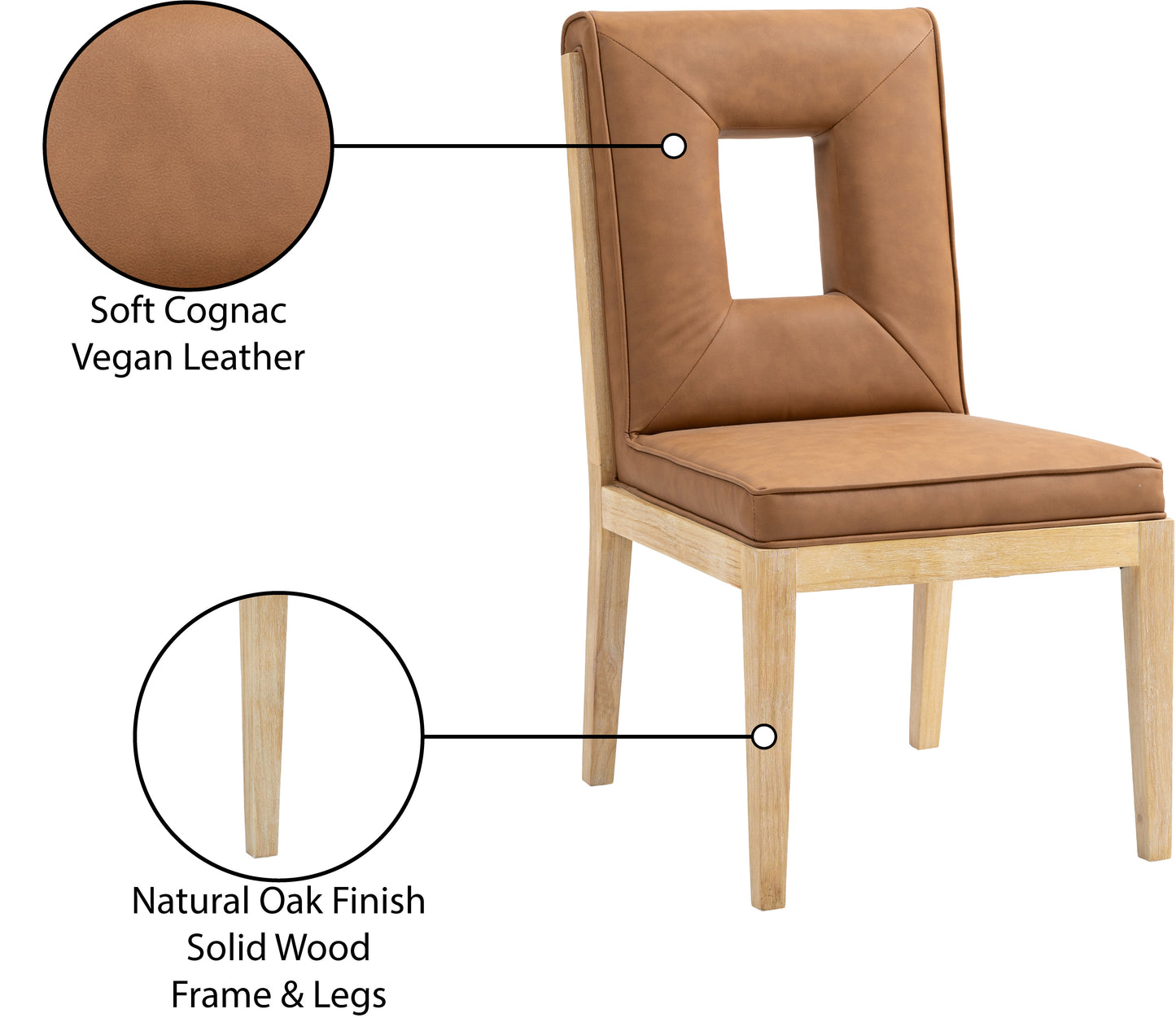 madrid cognac vegan leather dining side chair