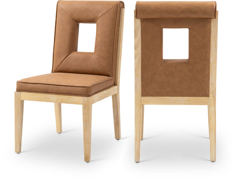 Kellan Cognac Vegan Leather Upholstered Dining Side Chair , 2-Piece (Style 1)