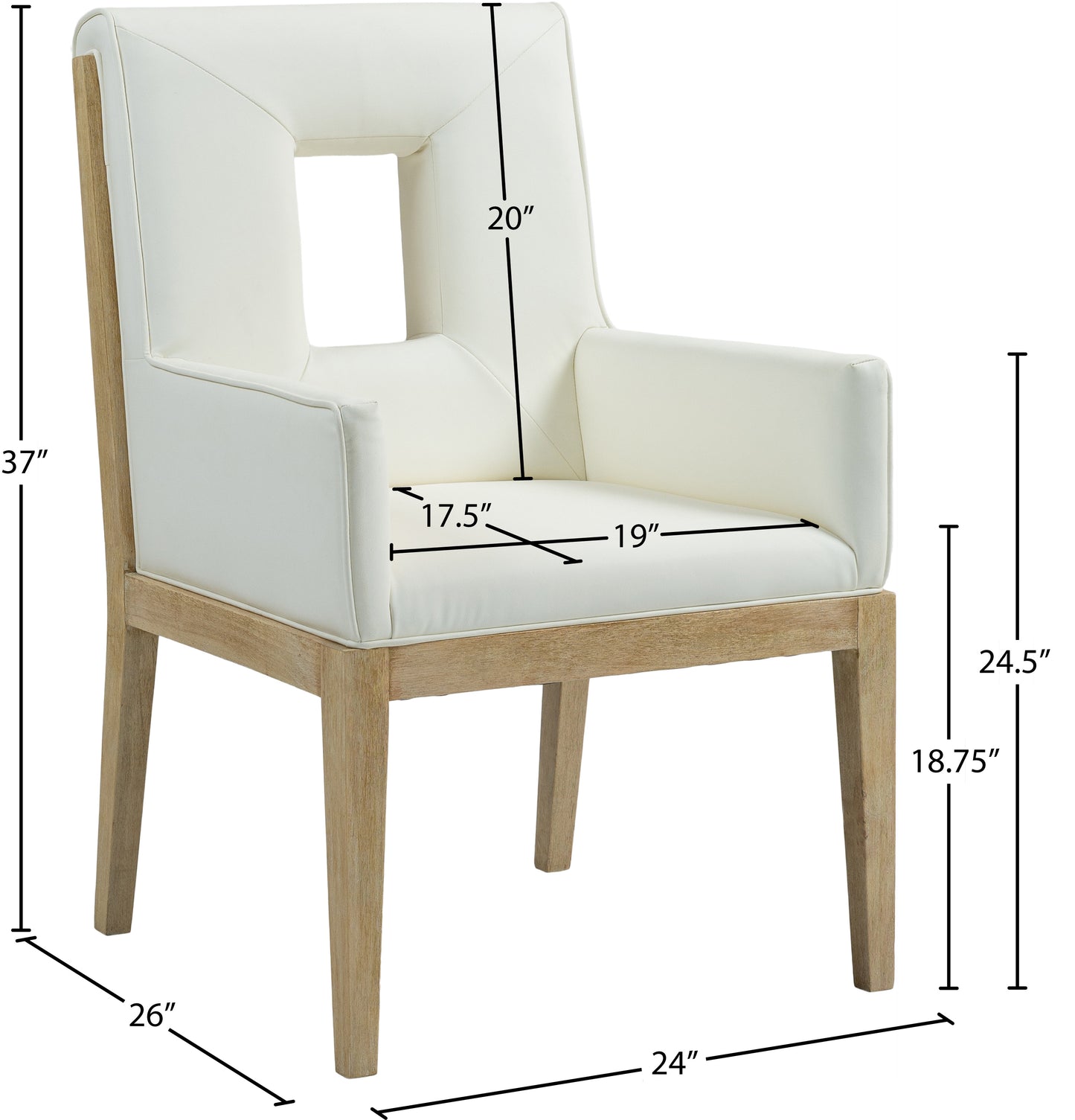 madrid cream vegan leather dining arm chair