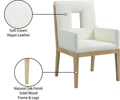 Madrid Cream Vegan Leather Dining Arm Chair