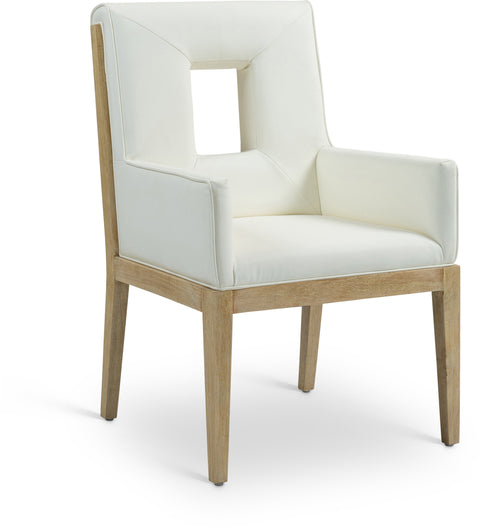 Madrid Cream Vegan Leather Dining Arm Chair