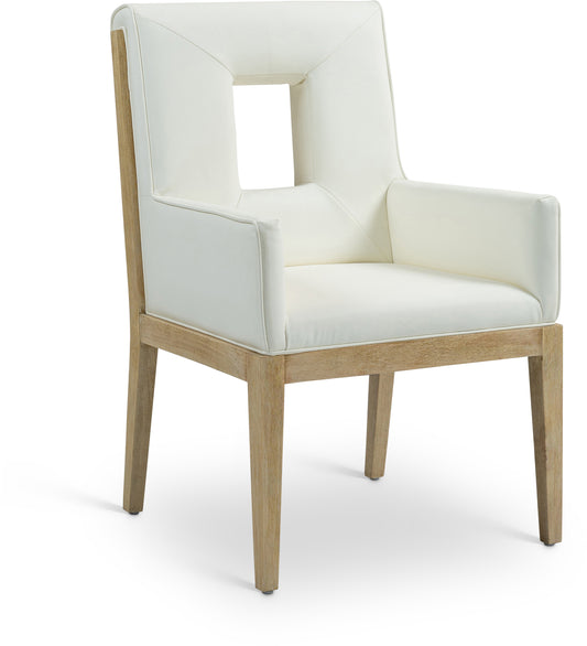 Madrid Cream Vegan Leather Dining Arm Chair