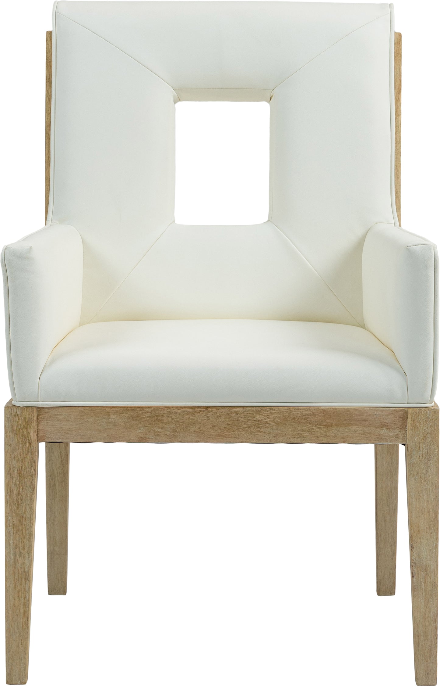 madrid cream vegan leather dining arm chair