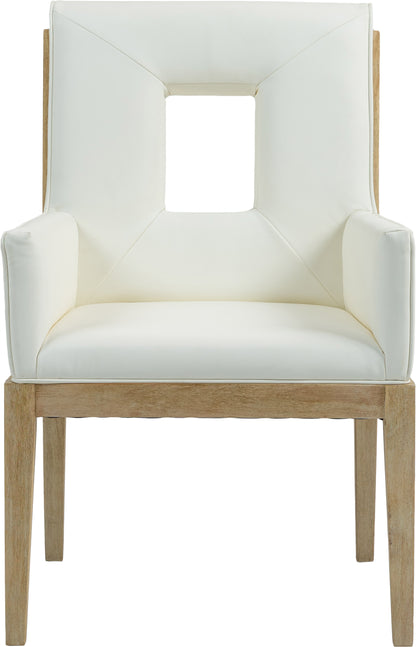 Madrid Cream Vegan Leather Dining Arm Chair