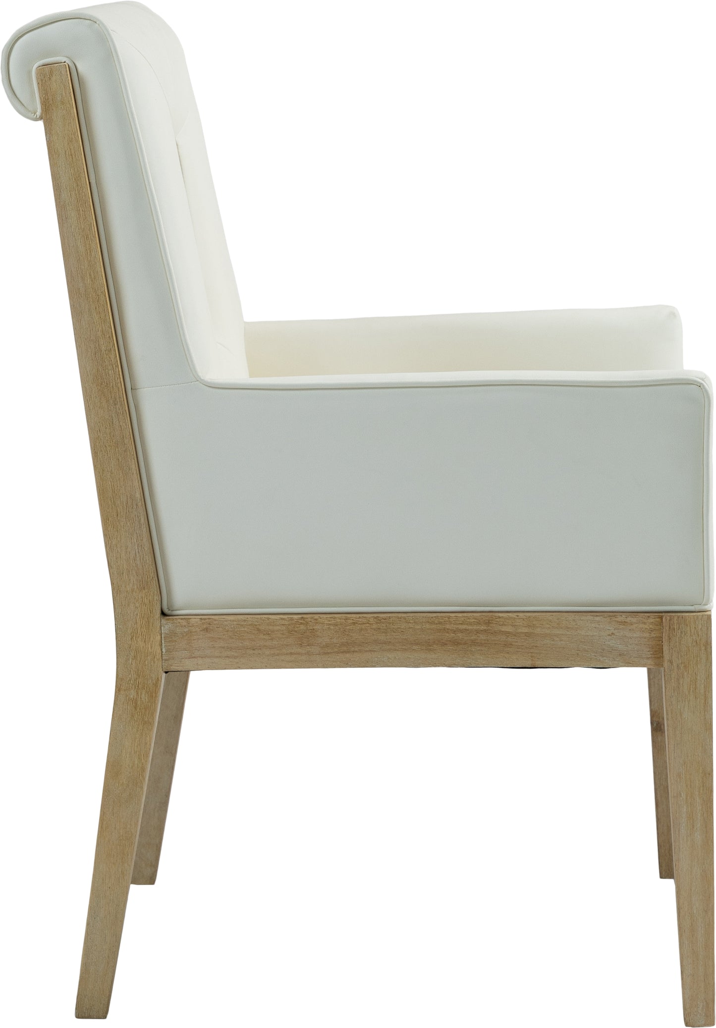 madrid cream vegan leather dining arm chair