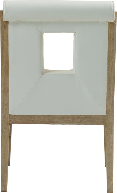 Madrid Cream Vegan Leather Dining Arm Chair