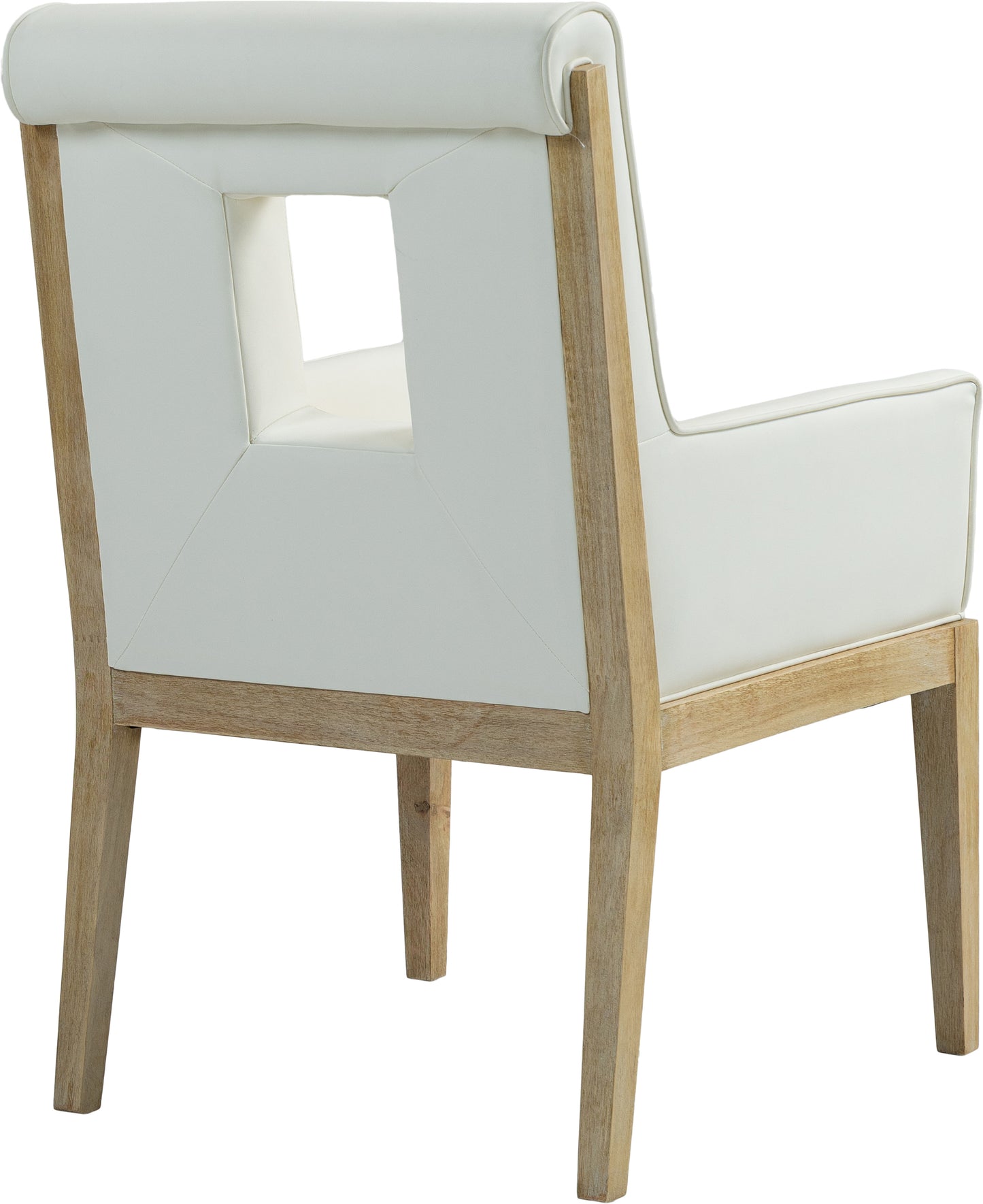 madrid cream vegan leather dining arm chair