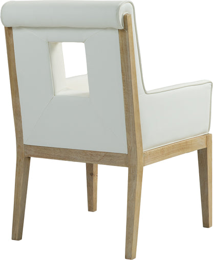 Madrid Cream Vegan Leather Dining Arm Chair