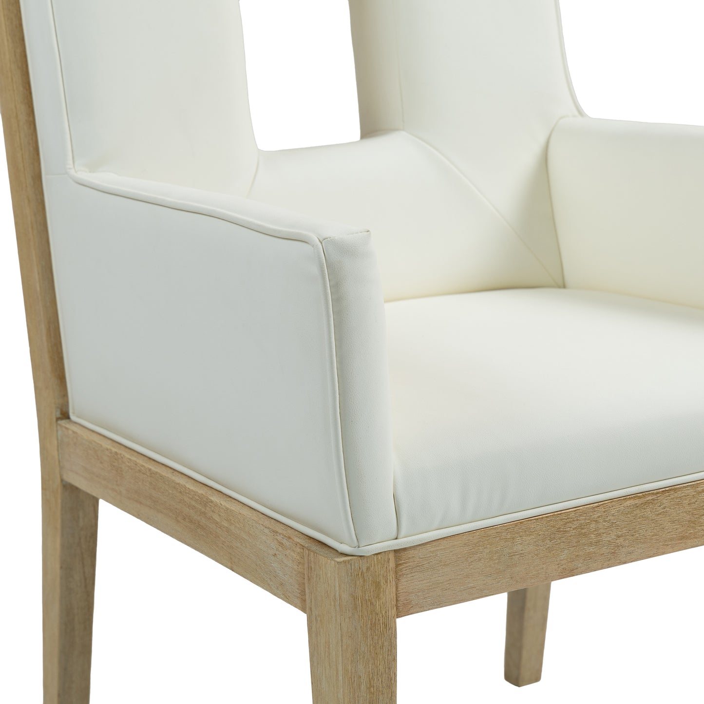 madrid cream vegan leather dining arm chair