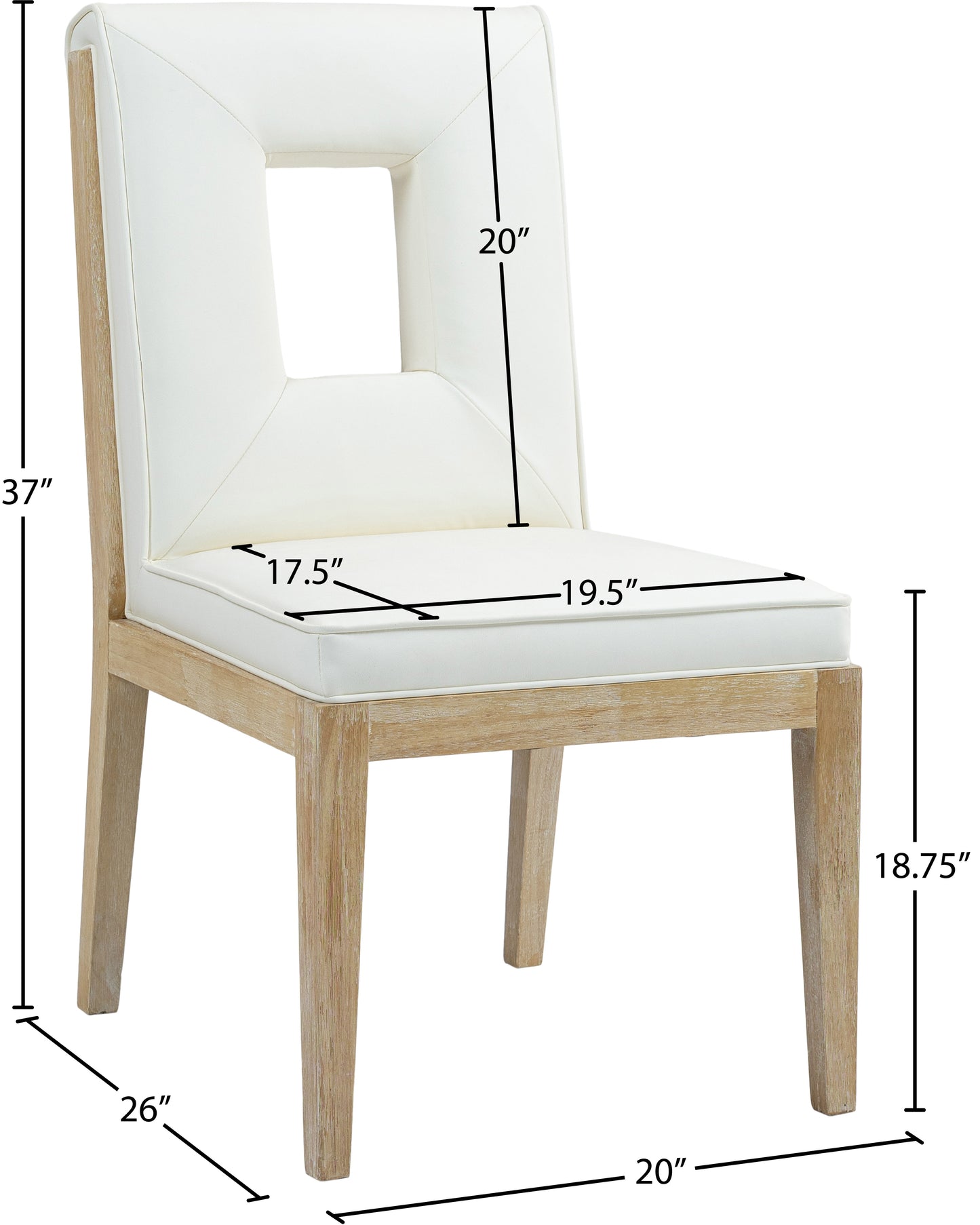 madrid cream vegan leather dining side chair