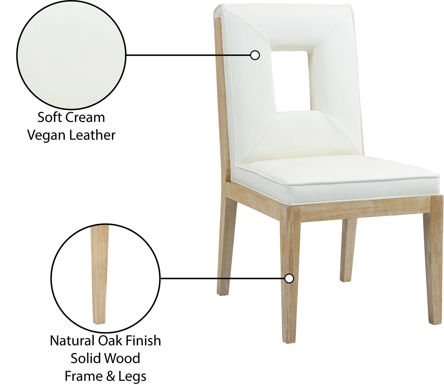 madrid cream vegan leather dining side chair