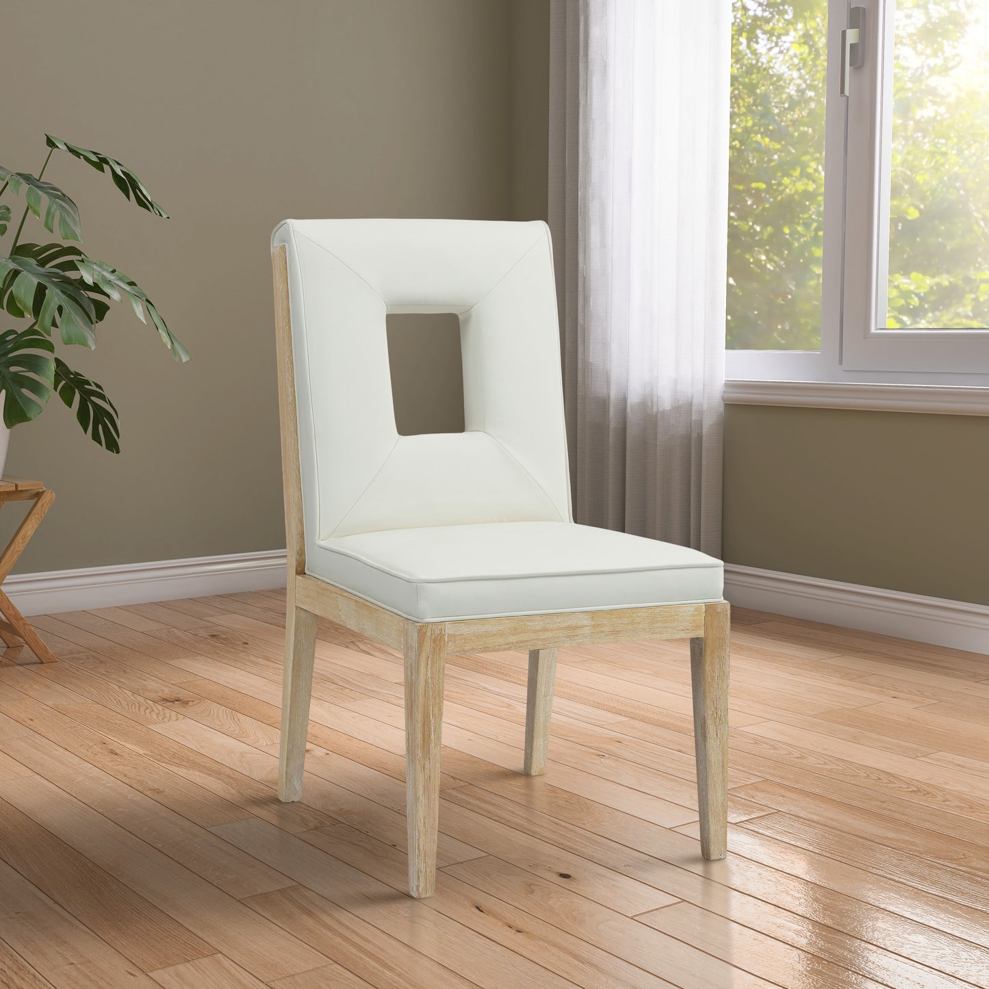 madrid cream vegan leather dining side chair