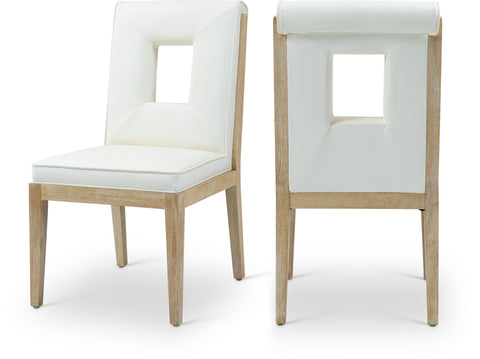 Kellan Cream Vegan Leather Upholstered Dining Side Chair , 2-Piece (Style 1)