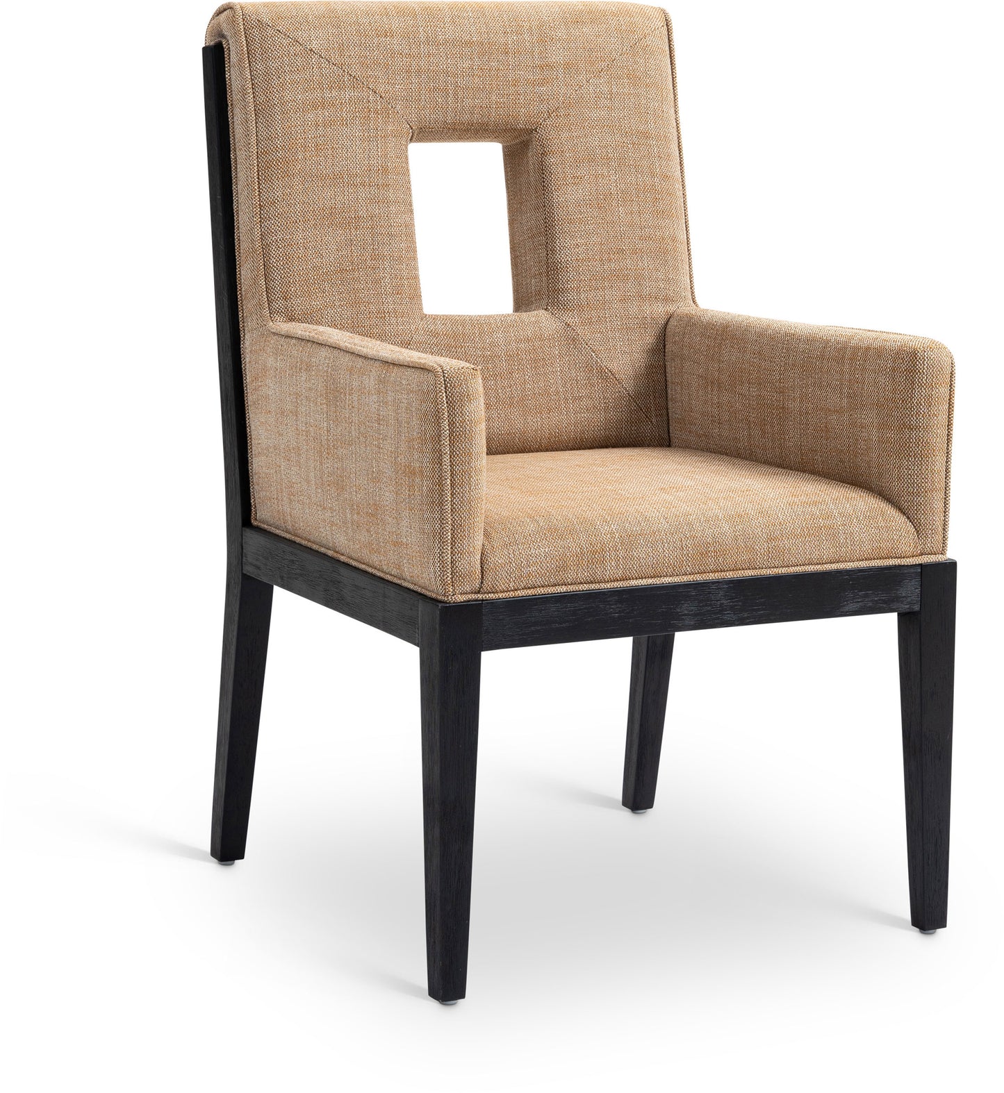 madrid cognac linen textured fabric dining arm chair