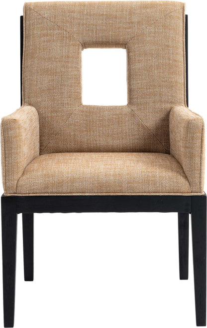 Madrid Cognac Linen Textured Fabric Dining Arm Chair