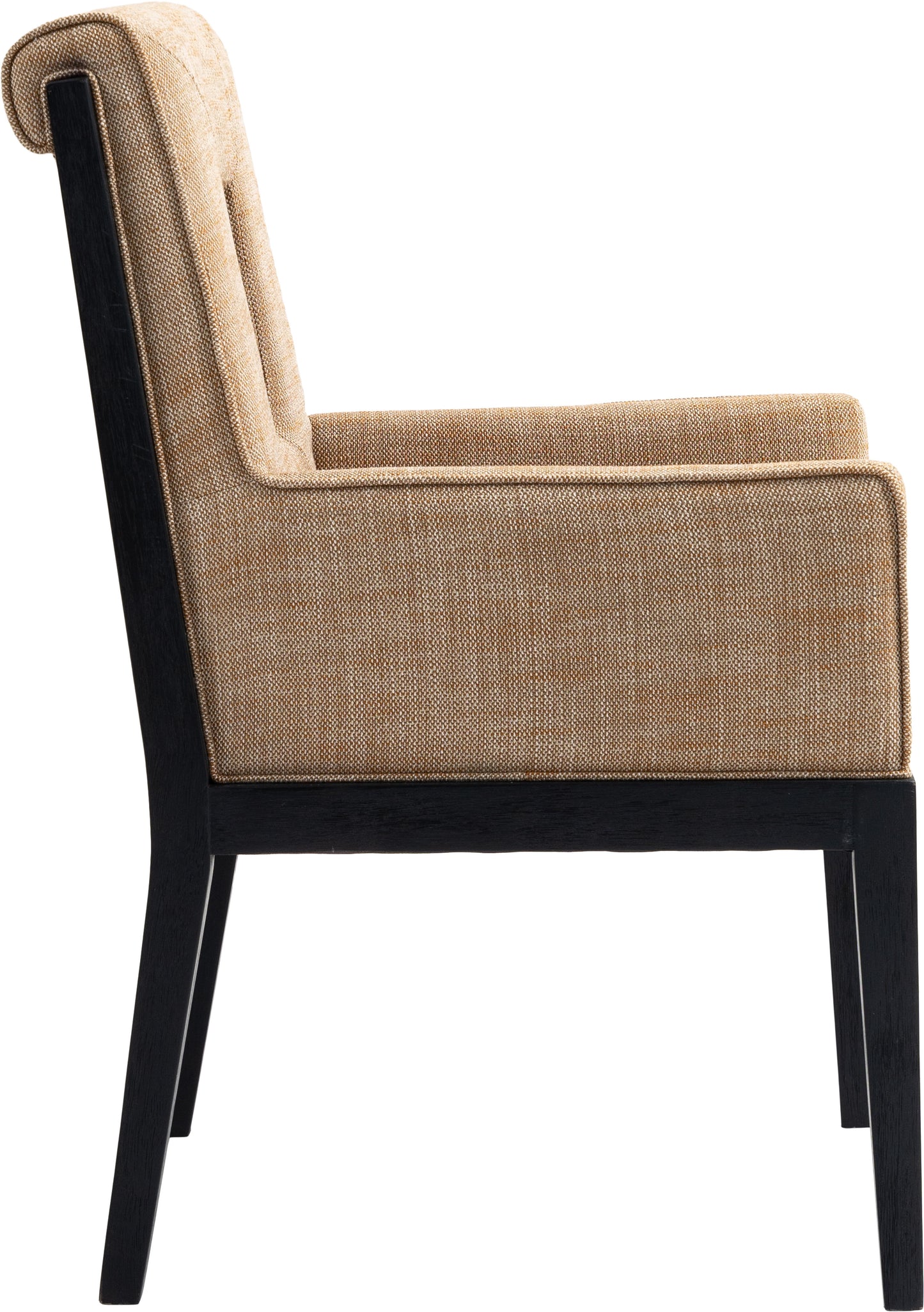 madrid cognac linen textured fabric dining arm chair