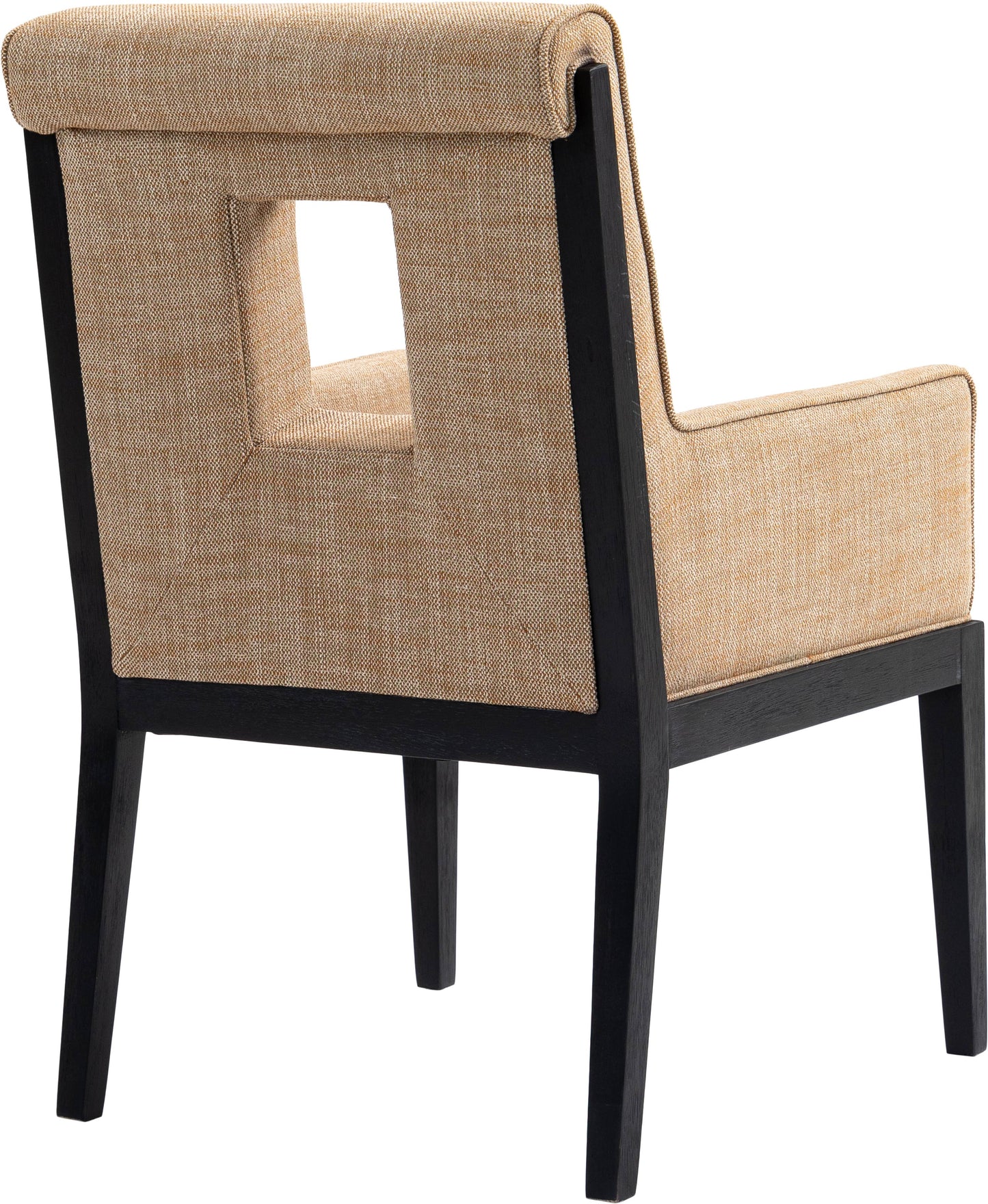 madrid cognac linen textured fabric dining arm chair