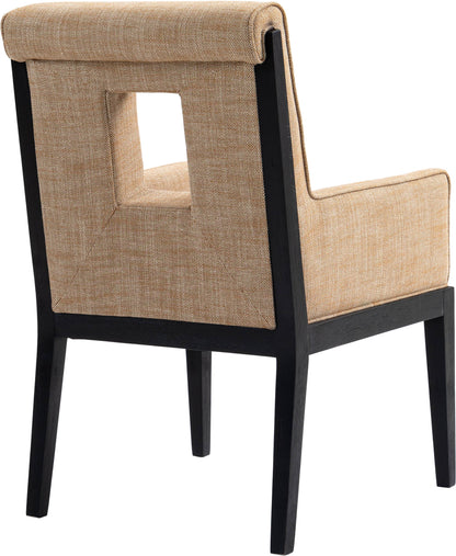 Madrid Cognac Linen Textured Fabric Dining Arm Chair