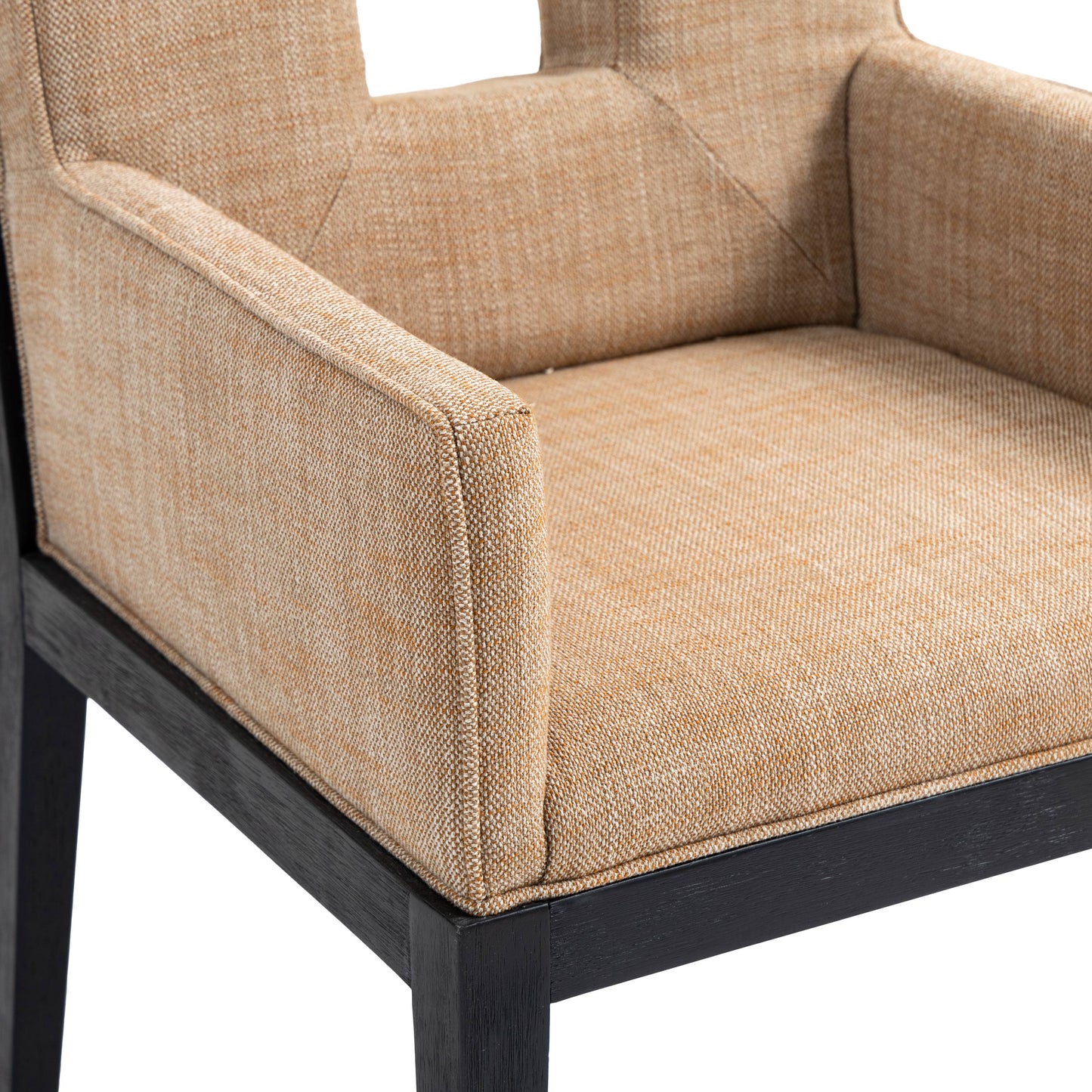 madrid cognac linen textured fabric dining arm chair