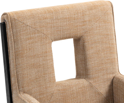 Madrid Cognac Linen Textured Fabric Dining Arm Chair