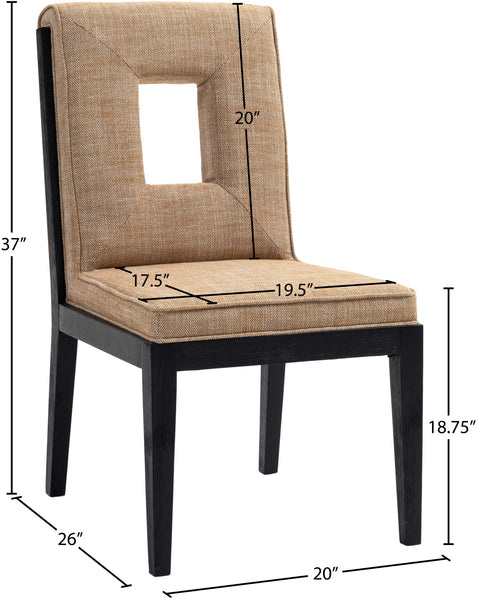 Madrid Cognac Linen Textured Fabric Dining Side Chair