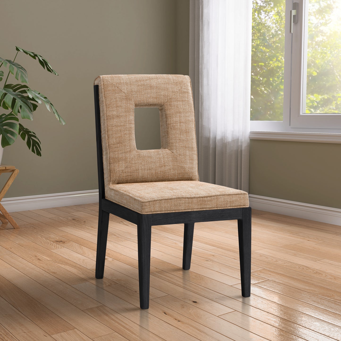 madrid cognac linen textured fabric dining side chair