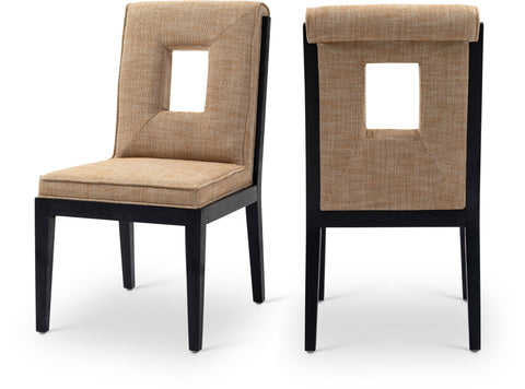 Kellan Cognac Linen Textured Fabric Upholstered Dining Side Chair, 2-Piece