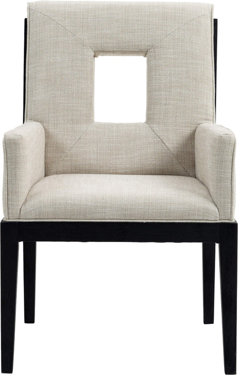 Kellan Cream Linen Textured Fabric Upholstered Dining Arm Chair , 1 Piece (Style 2)