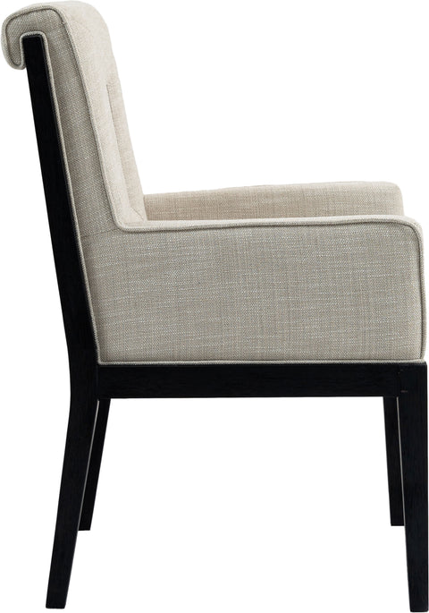 Kellan Cream Linen Textured Fabric Upholstered Dining Arm Chair , 1 Piece (Style 2)