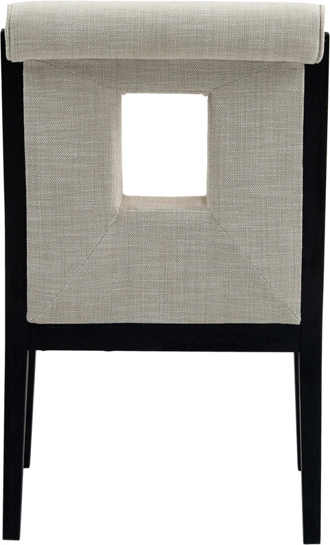 Kellan Cream Linen Textured Fabric Upholstered Dining Arm Chair , 1 Piece (Style 2)