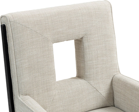 Kellan Cream Linen Textured Fabric Upholstered Dining Arm Chair , 1 Piece (Style 2)
