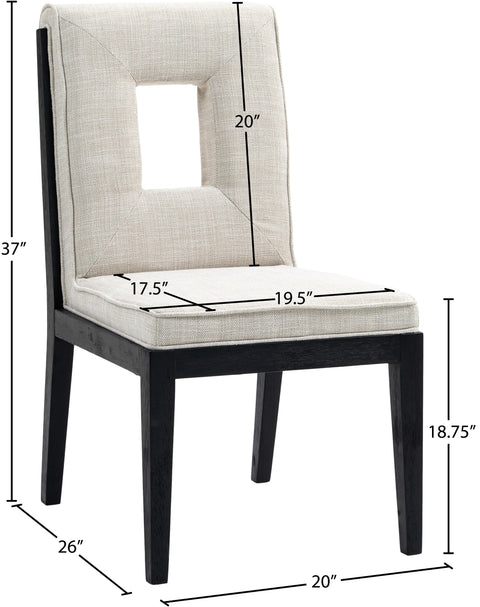 Kellan Cream Linen Textured Fabric Upholstered Dining Side Chair , 2-Piece (Style 2)