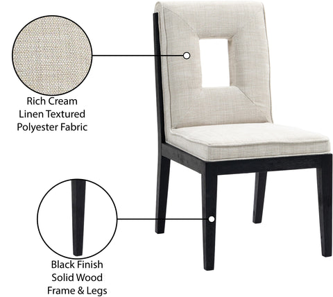 Kellan Cream Linen Textured Fabric Upholstered Dining Side Chair , 2-Piece (Style 2)