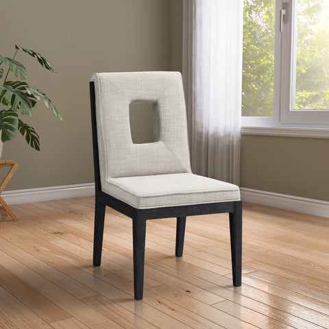 Kellan Cream Linen Textured Fabric Upholstered Dining Side Chair , 2-Piece (Style 2)