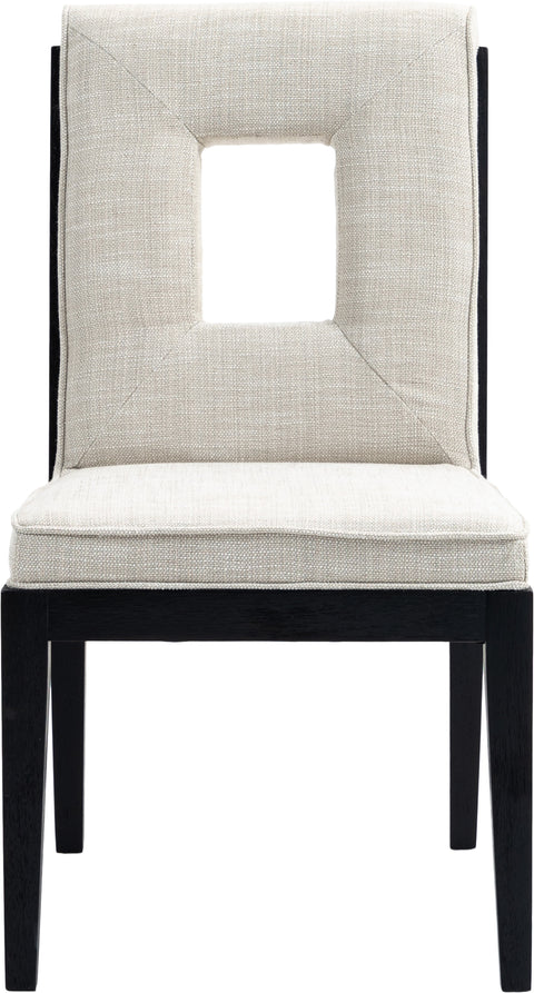 Kellan Cream Linen Textured Fabric Upholstered Dining Side Chair , 2-Piece (Style 2)