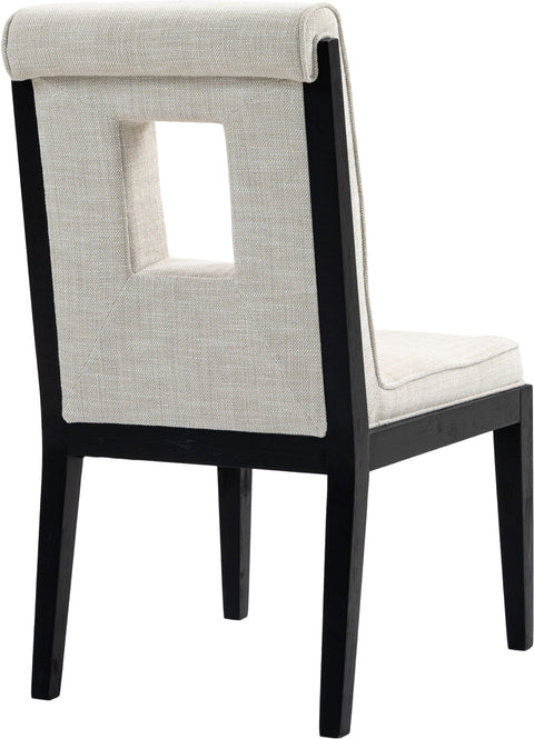 Kellan Cream Linen Textured Fabric Upholstered Dining Side Chair , 2-Piece (Style 2)
