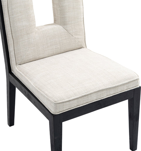 Kellan Cream Linen Textured Fabric Upholstered Dining Side Chair , 2-Piece (Style 2)