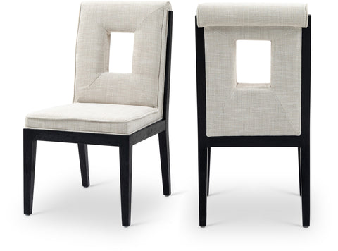 Kellan Cream Linen Textured Fabric Upholstered Dining Side Chair , 2-Piece (Style 2)