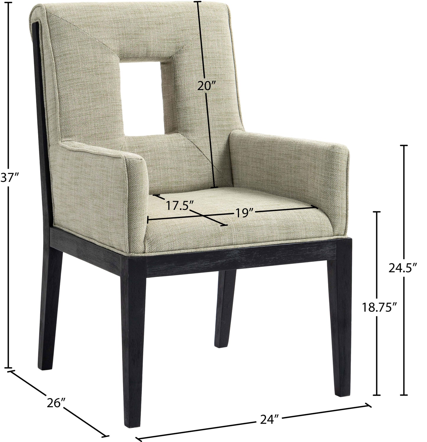 madrid green linen textured fabric dining arm chair