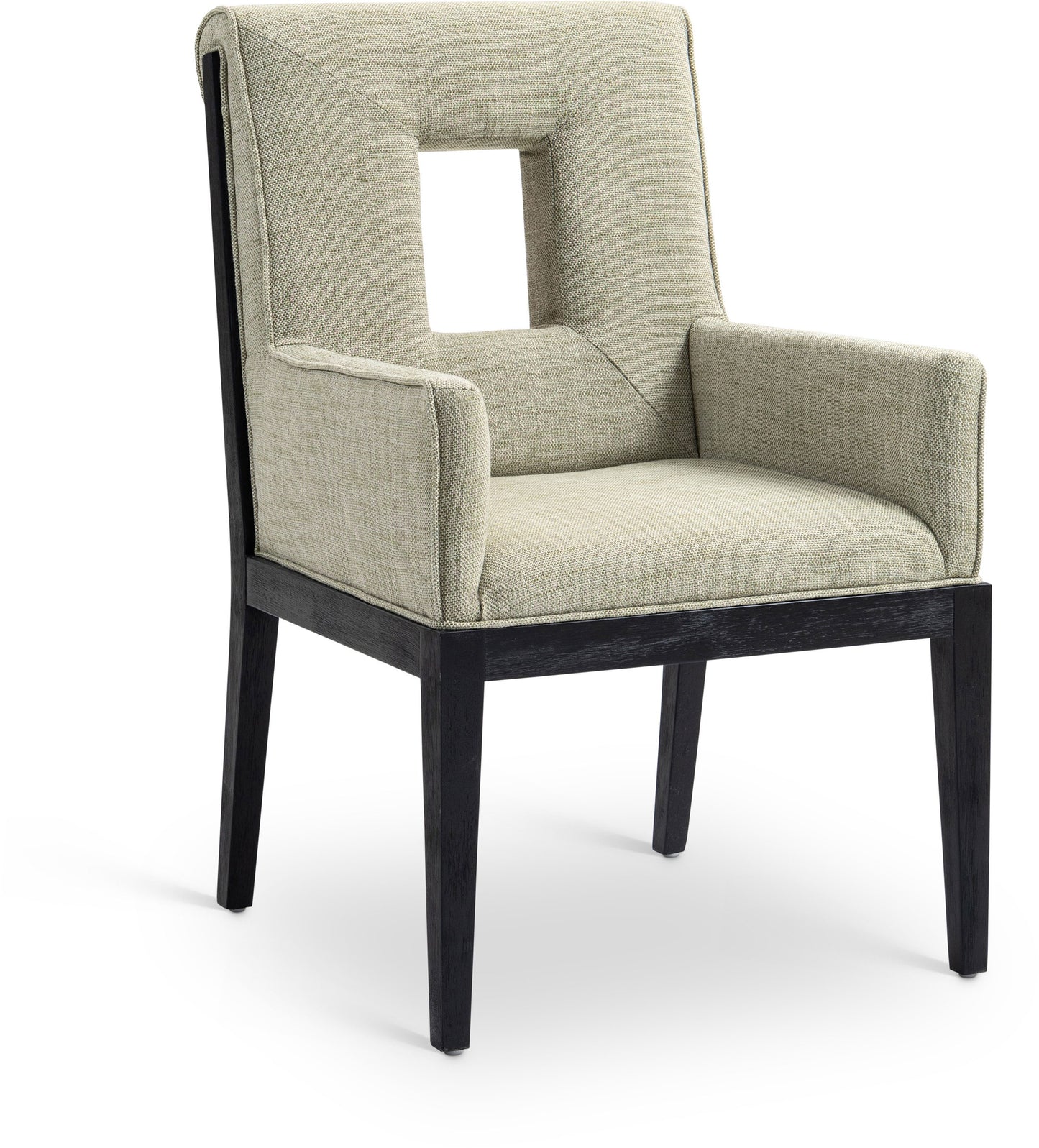 madrid green linen textured fabric dining arm chair