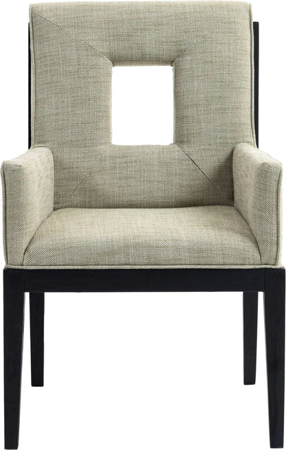 Madrid Green Linen Textured Fabric Dining Arm Chair