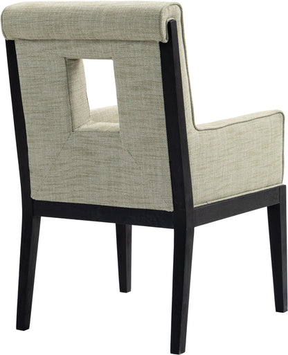 Madrid Green Linen Textured Fabric Dining Arm Chair