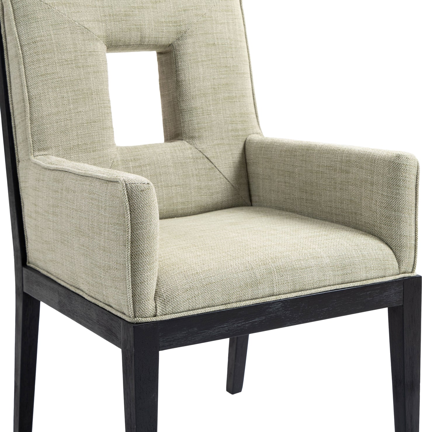 madrid green linen textured fabric dining arm chair