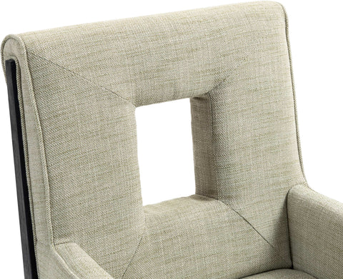 Madrid Green Linen Textured Fabric Dining Arm Chair