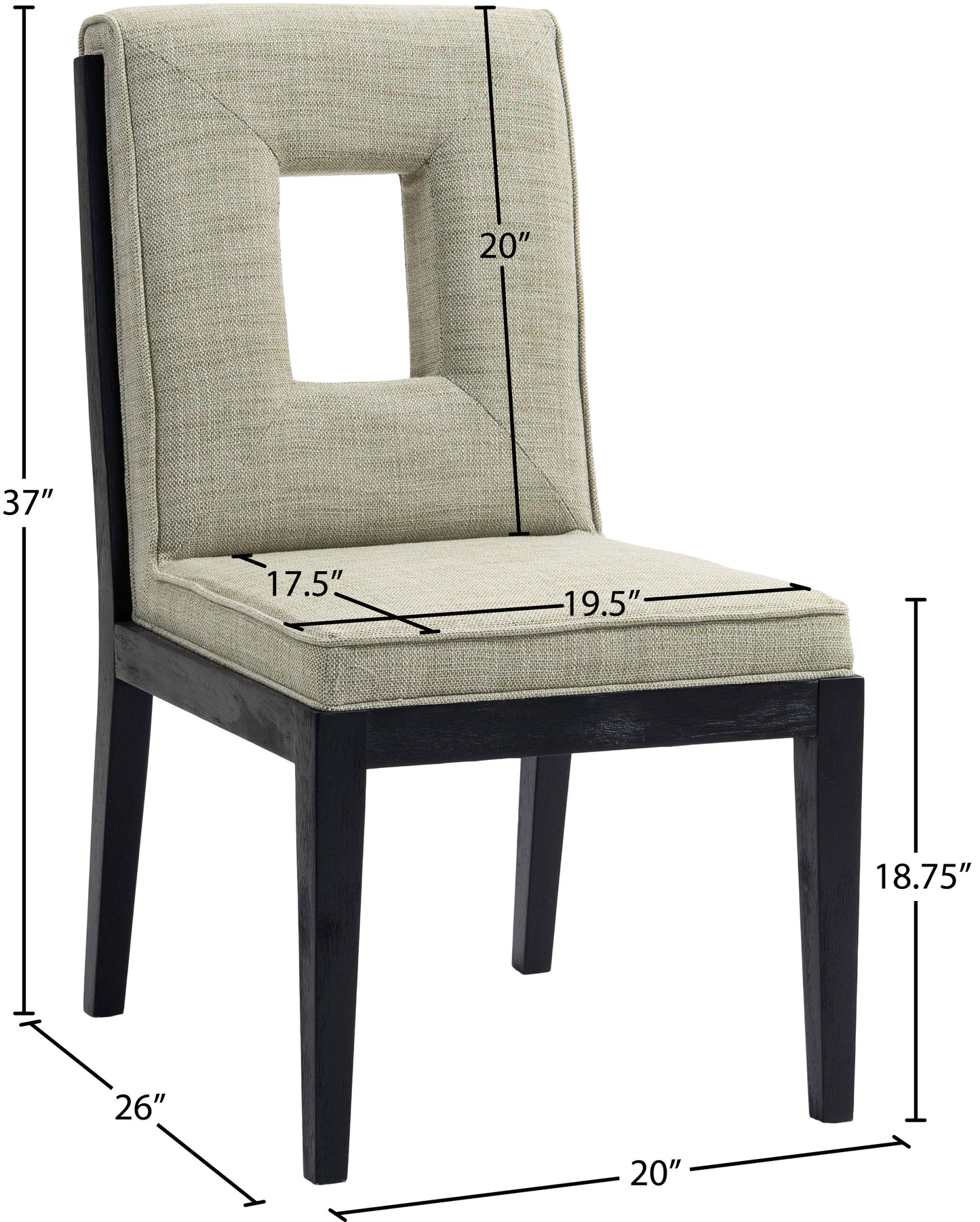 madrid green linen textured fabric dining side chair