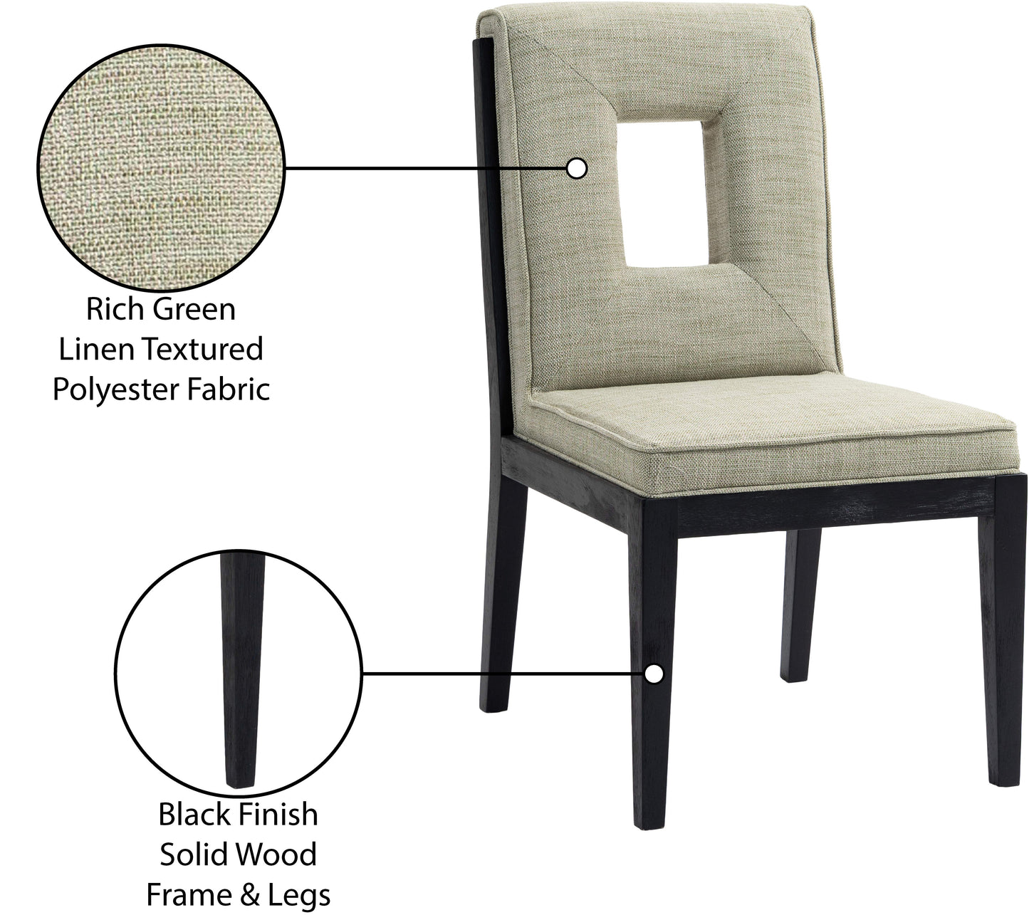 madrid green linen textured fabric dining side chair