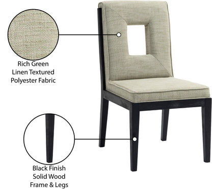 Madrid Green Linen Textured Fabric Dining Side Chair