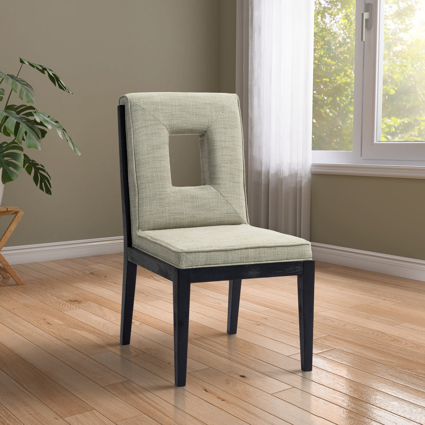 madrid green linen textured fabric dining side chair