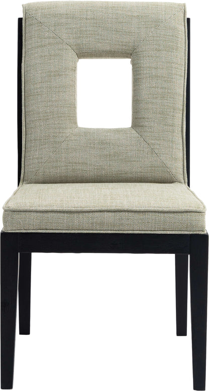 Madrid Green Linen Textured Fabric Dining Side Chair